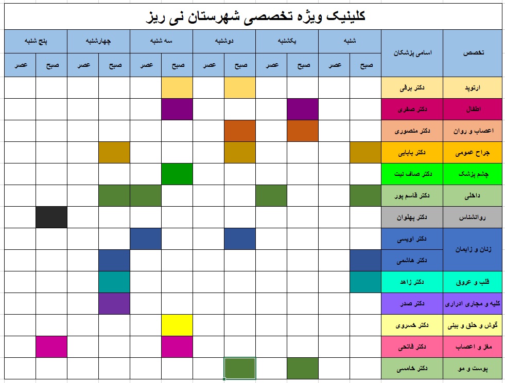 برنامه درمانگاه 